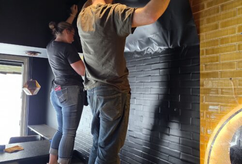 Wrap the wall black Broad Ripple